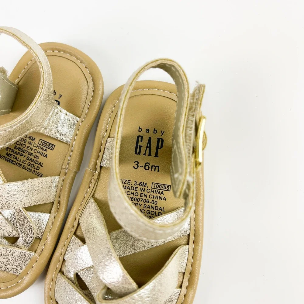 Baby Gap 3-6M Girl Gold Sandals Flip Flops